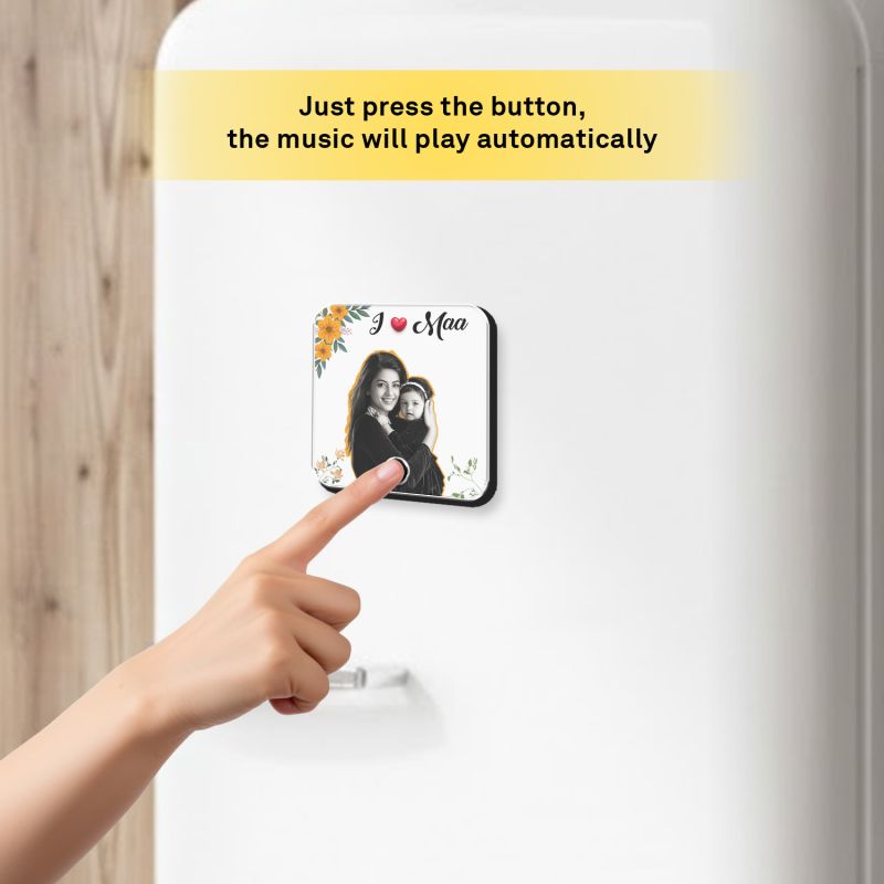 I Love Maa Musical Fridge Magnet (Custom Photo & Song)